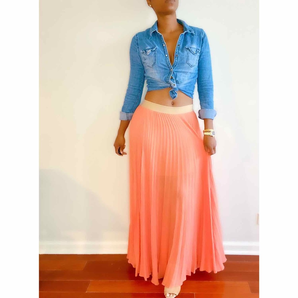 BCBGMAXAZRIA Maxi Skirt Coral Extra Small